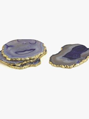 NEW Shiraleah Set of 4 Agate Coasters - Purple